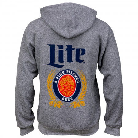 Miller Lite Front and Back Print Zip Up Hoodie