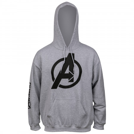 Avengers Symbol with Sleeve Print Text Pull Over Hoodie
