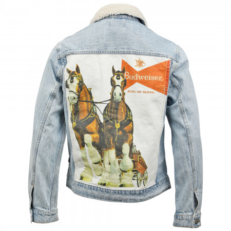 Budweiser Anheuser-Busch Sherpa Trucker Jacket with Clydesdale Print