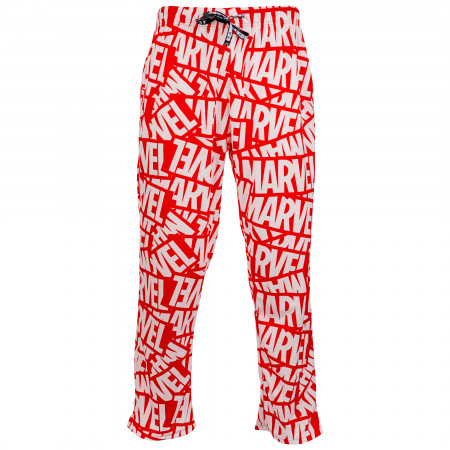 Marvel Logo All Over Red Unisex Fleece Sleep Pants
