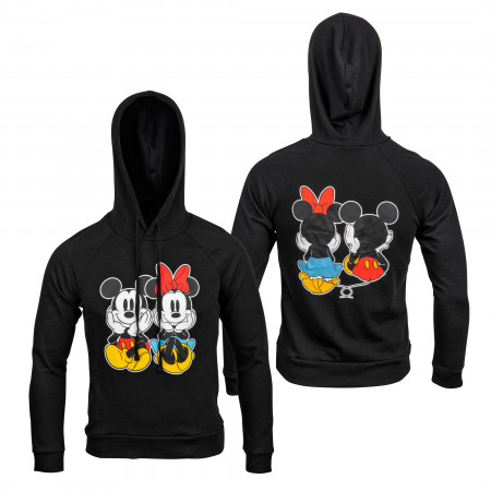 Disney Mickey and Minnie Mouse Front and Back Print Women's Fitted Hoodie