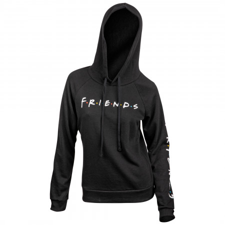 Friends TV Show Title Text with Sleeve Print Women's Fitted Hoodie