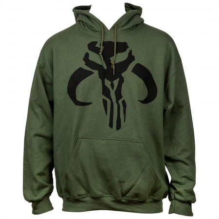 Star Wars The Mandalorian Logo Army Green Pull Over Hoodie