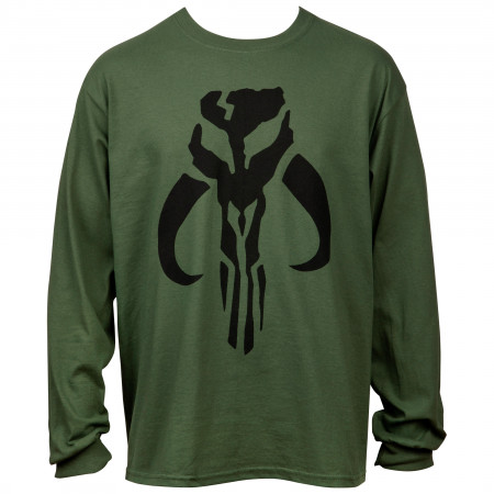 Star Wars The Mandalorian Logo Army Green Long Sleeve Shirt