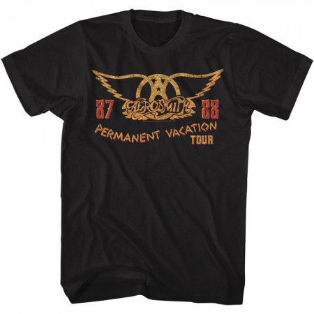 Aerosmith Permanent Vacation Tour Men's Black T-Shirt