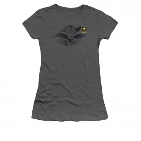 US Army Left Chest Gray Juniors T-Shirt