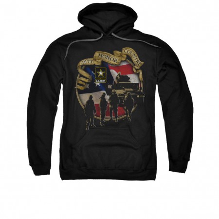 US Army Duty Honor Country Black Pullover Hoodie