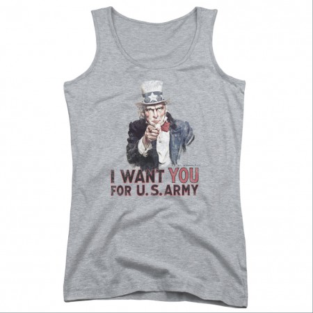 US Army I Want You Gray Juniors Tank Top