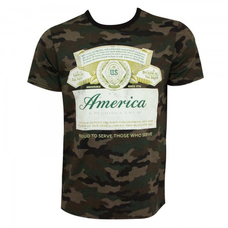 Budweiser Label Style America Patriotic Camo Men's T-Shirt