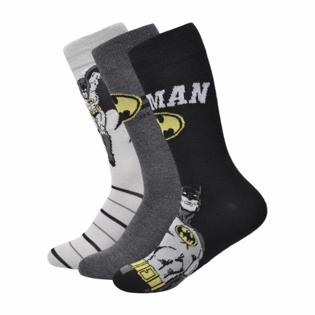 Batman Logo Dark to Light Crew Socks 3-Pair Box Set