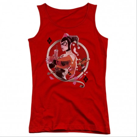 Batman Harley Quinn Diamonds Red Juniors Tank Top