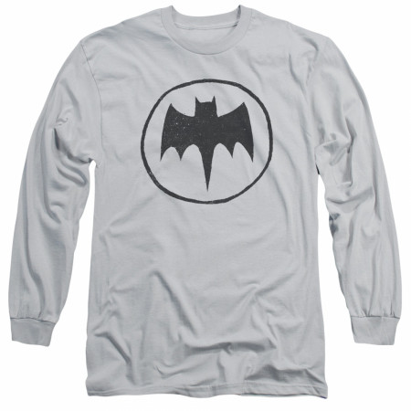 Batman Sketched Logo Men's Grey Long Sleeve Shirt