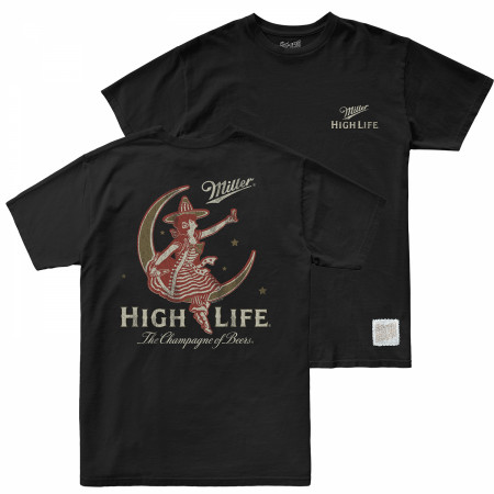 Miller High Life Girl In The Moon Front and Back Print T-Shirt