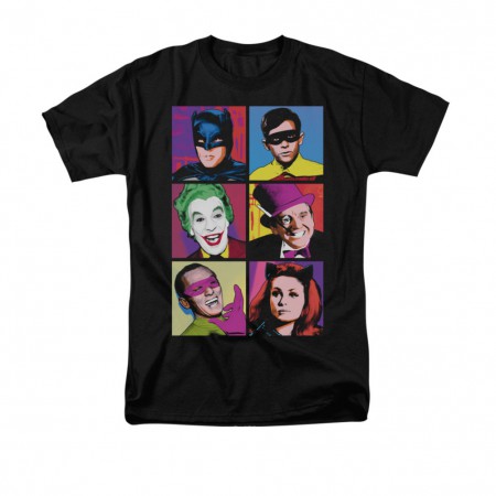 Batman Men's Black Classic TV Pop Cast T-Shirt