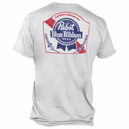 Pabst Blue Ribbon Beer Front and Back Print Pocket T-Shirt