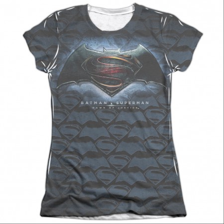 Batman v Superman Movie Logo Sublimation Juniors T-Shirt