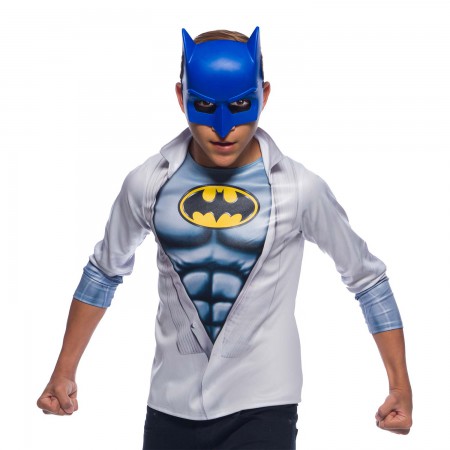 Batman Youth Blue Mask And Shirt Combo