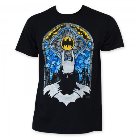 Batman Men's Black Stained Glass T-Shirt
