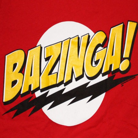 Big Bang Theory Bazinga Red Juniors Graphic T Shirt