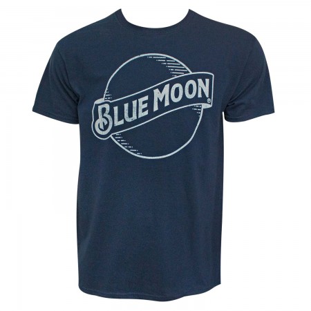 Blue Moon Beer Classic Logo Men's Navy Blue T-Shirt