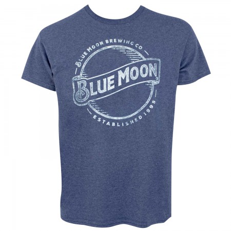 Blue Moon Distressed Line Logo Men's Heather Blue T-Shirt