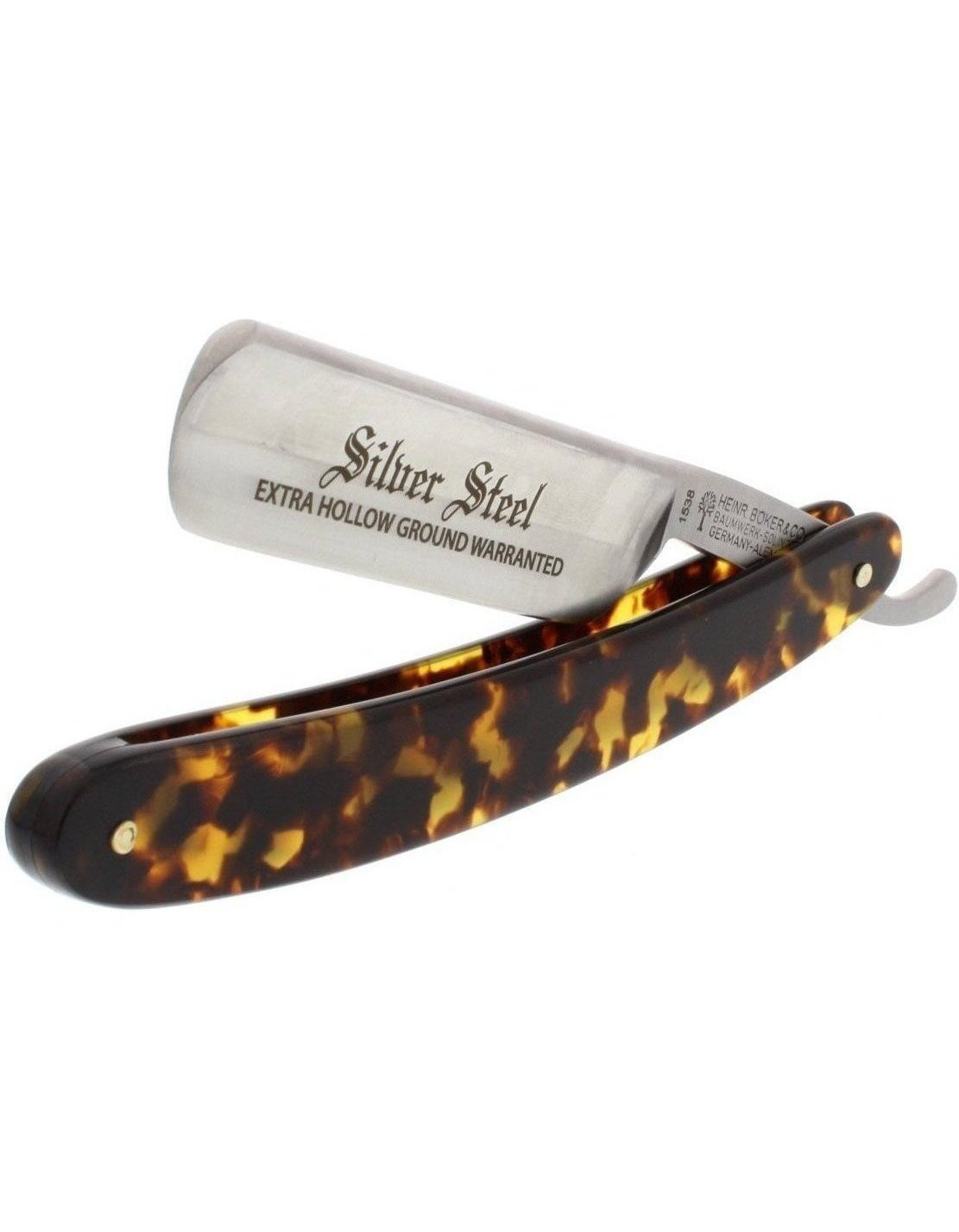 Product image 0 for Boker 6/8" Silver Steel Faux Tortoise Scales Straight Razor