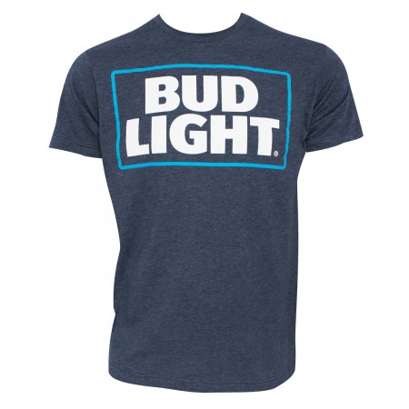 Bud Light Men's Heather Navy Blue Basic Logo T-Shirt