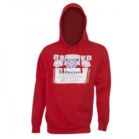 Budweiser Bottle Label Logo Red Hoodie