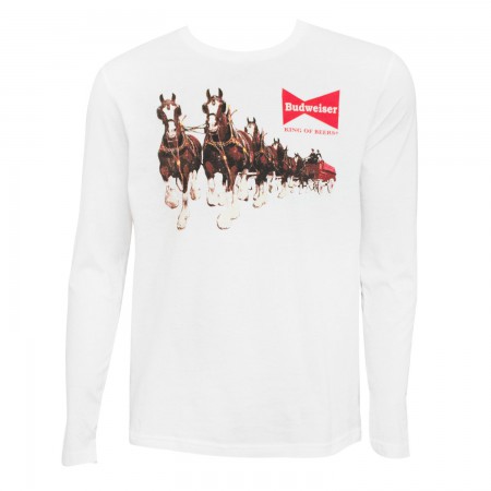 Budweiser Clydesdale Long Sleeve White Tee Shirt