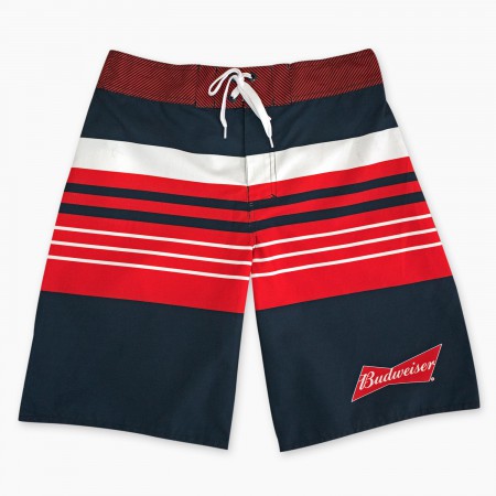 Budweiser Red White And Blue Striped Board Shorts