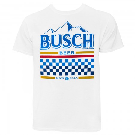 Busch Men's Checkered Racing White T-Shirt