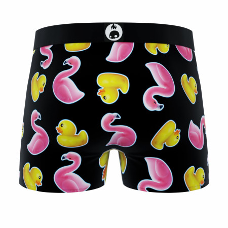 Crazy Boxer Rubber Ducky and Flamingos Men's Boxer Briefs