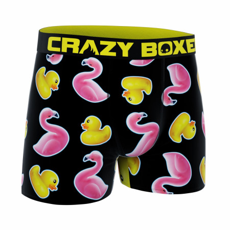 Crazy Boxer Rubber Ducky and Flamingos Men's Boxer Briefs