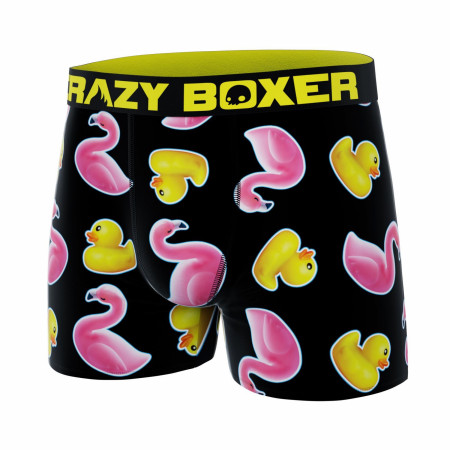 Crazy Boxer Rubber Ducky and Flamingos Men's Boxer Briefs