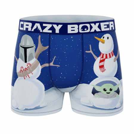 Crazy Boxer Star Wars The Mandalorian and The Child Grogu Snowmen Men's Boxer Briefs