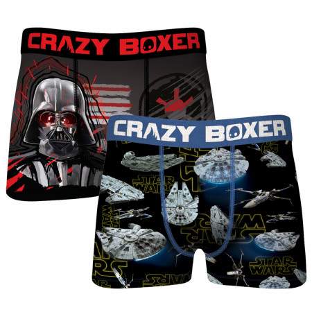 Star Wars Darth Vader and Millennium Falcon 2-Pack of Men's Crazy Boxer Briefs
