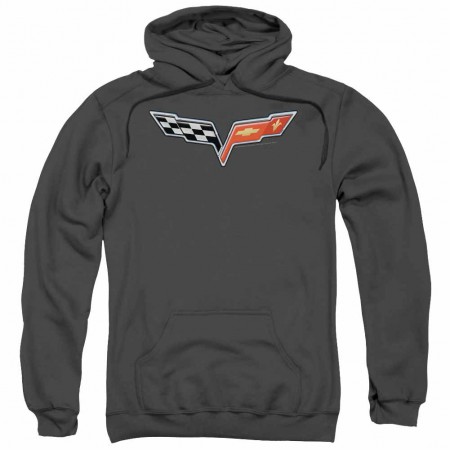 Chevy The Vette Medallion Gray Pullover Hoodie
