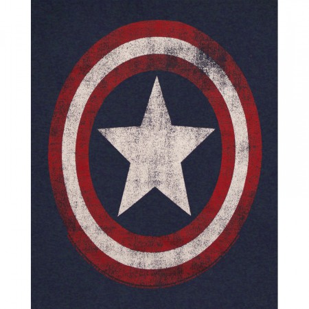Captain America Distressed Shield Logo Navy Blue Graphic T-Shirt