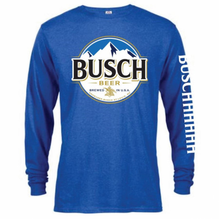 Anheuser Busch Men's Blue Long Sleeve Buschhhhhh T-Shirt