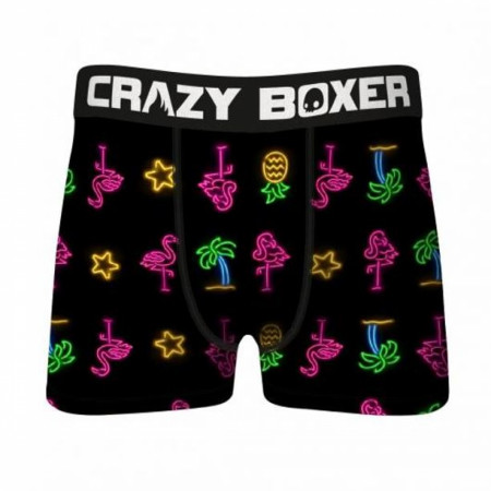 Crazy Boxers Flamingo, Palm Tree & Pineapple Neon Lights Men's Boxer Briefs
