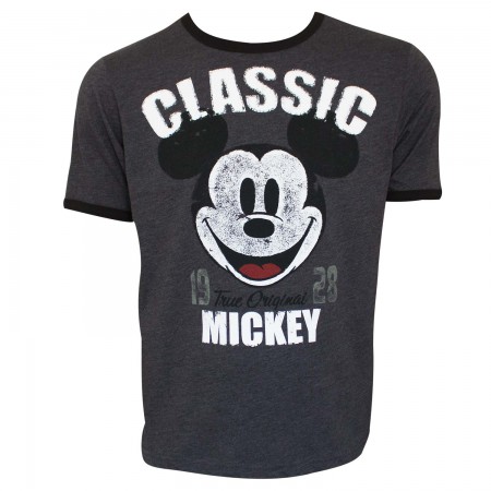 Mickey Mouse Men's Grey Classic Mickey Ringer T-Shirt