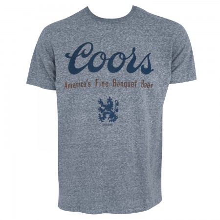 Coors Banquet Distressed Logo Heather Blue Tee Shirt