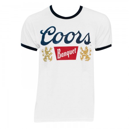 Coors Vintage Logo Men's White Ringer T-Shirt