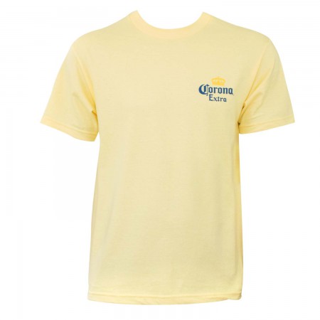 Corona Extra Beach Scene Yellow Tee Shirt