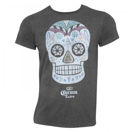 Corona Extra Skull Logo Grey Tee Shirt