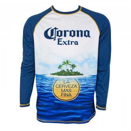 Corona Extra Men's Navy Blue Long Sleeve Rash Guard T-Shirt