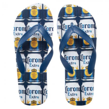 Corona Extra Beer Repeating Can Labels Unisex Sandals
