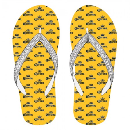 Corona Repeating Logos Yellow Men's Flip Flops