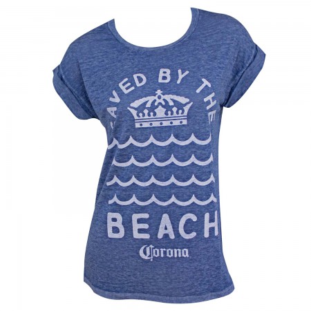 Corona Saved By The Beach Women's Rolled Sleeves Tshirt