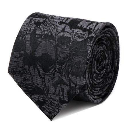 Batman Comic Print Black Silk Tie